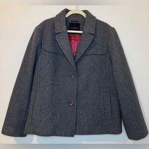 Talbots Women’s Gray Wool Blend Swing Hem Pea Coat Size 18